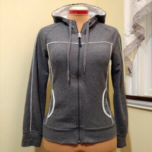 Danskin Now Gray Hooded Zip Front Sweat Jacket, size Small